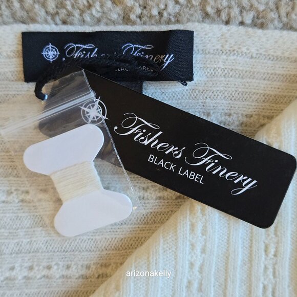 NWT Fishers Finery Cashmere Cable Knit Ivory Scarf Black Label Cable Knit Ivory - Picture 6 of 13